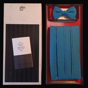 After Six Vintage Blue Bowtie & Cummerbund Set Style 6827 Paisley Formalwear
